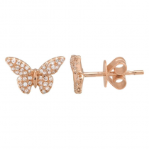 14k Rose Gold Diamond Pave Butterfly Stud Earrings (1/5 Carat)