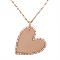 14k Rose Gold Diamond Sideways Heart Pendant Necklace (1/5 Carat)