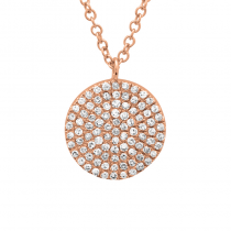 14k Rose Gold Diamond Disc Pendant Necklace (1/5 Carat)