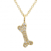 14k Yellow Gold Diamond Dog Bone Pendant Necklace (1/10 Carat)
