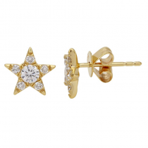 14k Yellow Gold Lab Grown Diamond Star Stud Earrings (3/8 Carat)